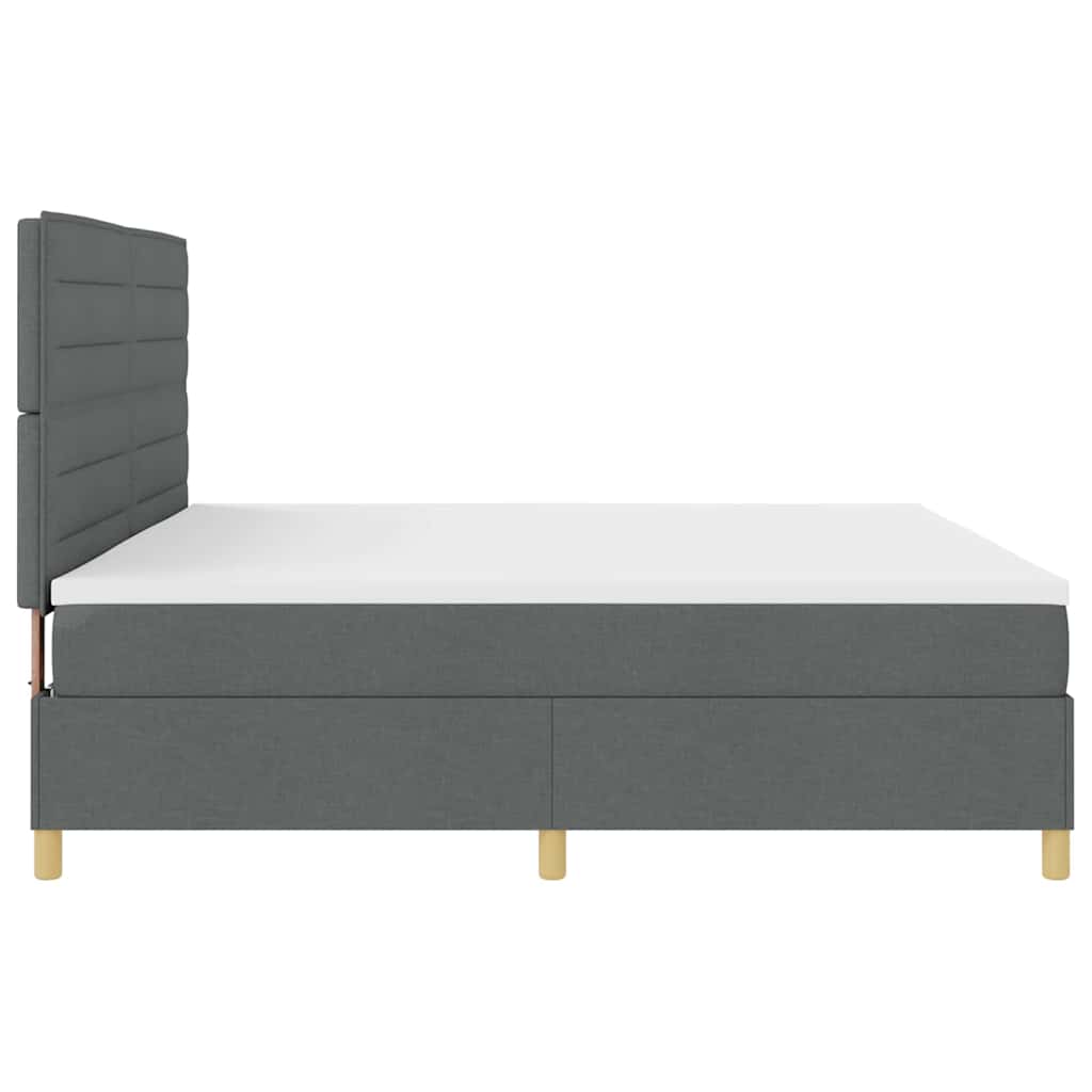 Box spring seng med madras Mørkegrå 200 x 200 cm Stof