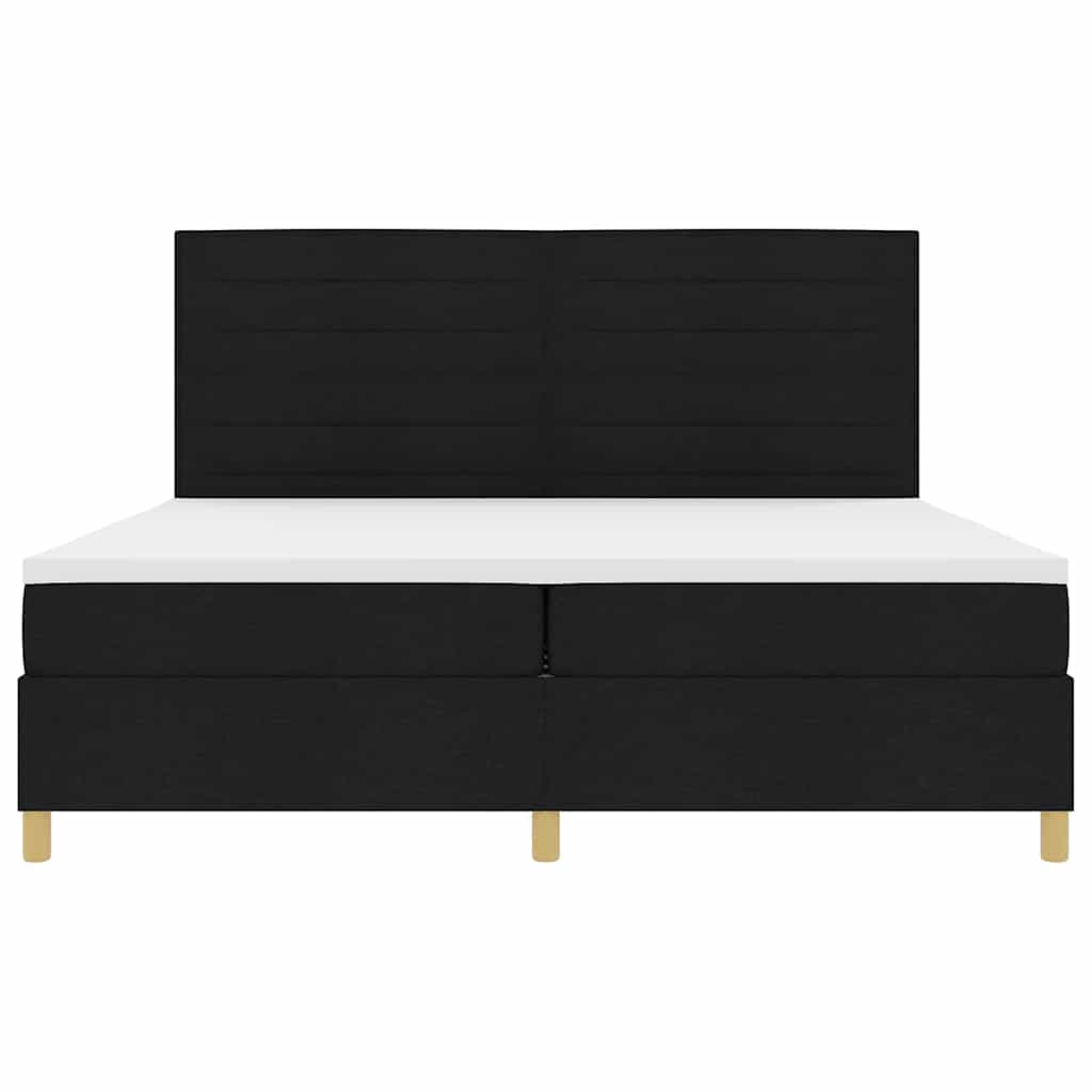 Box spring seng med madras Sort 200 x 200 cm Stof