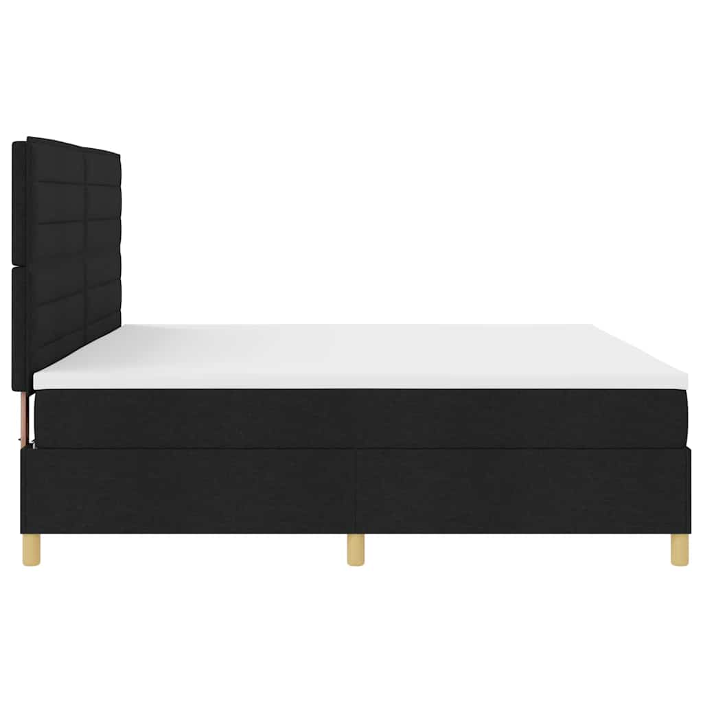 Box spring seng med madras Sort 200 x 200 cm Stof