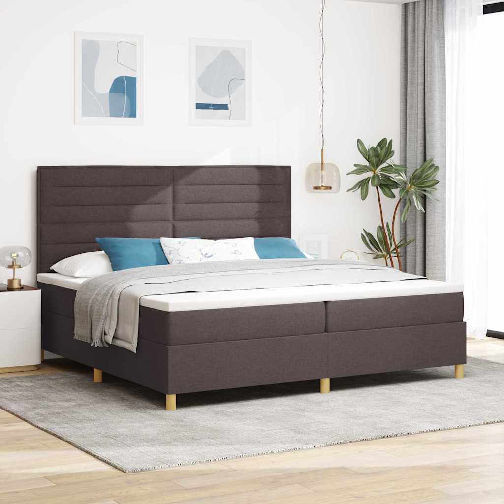 Box spring seng med hovedgærde Mørk Brun 200 x 200 cm Stof