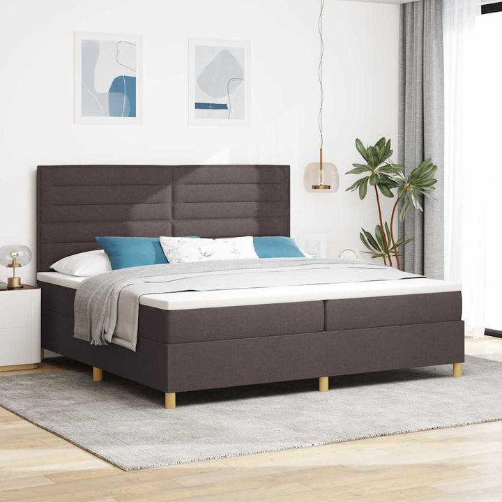 Box spring seng med hovedgærde Mørk Brun 200 x 200 cm Stof