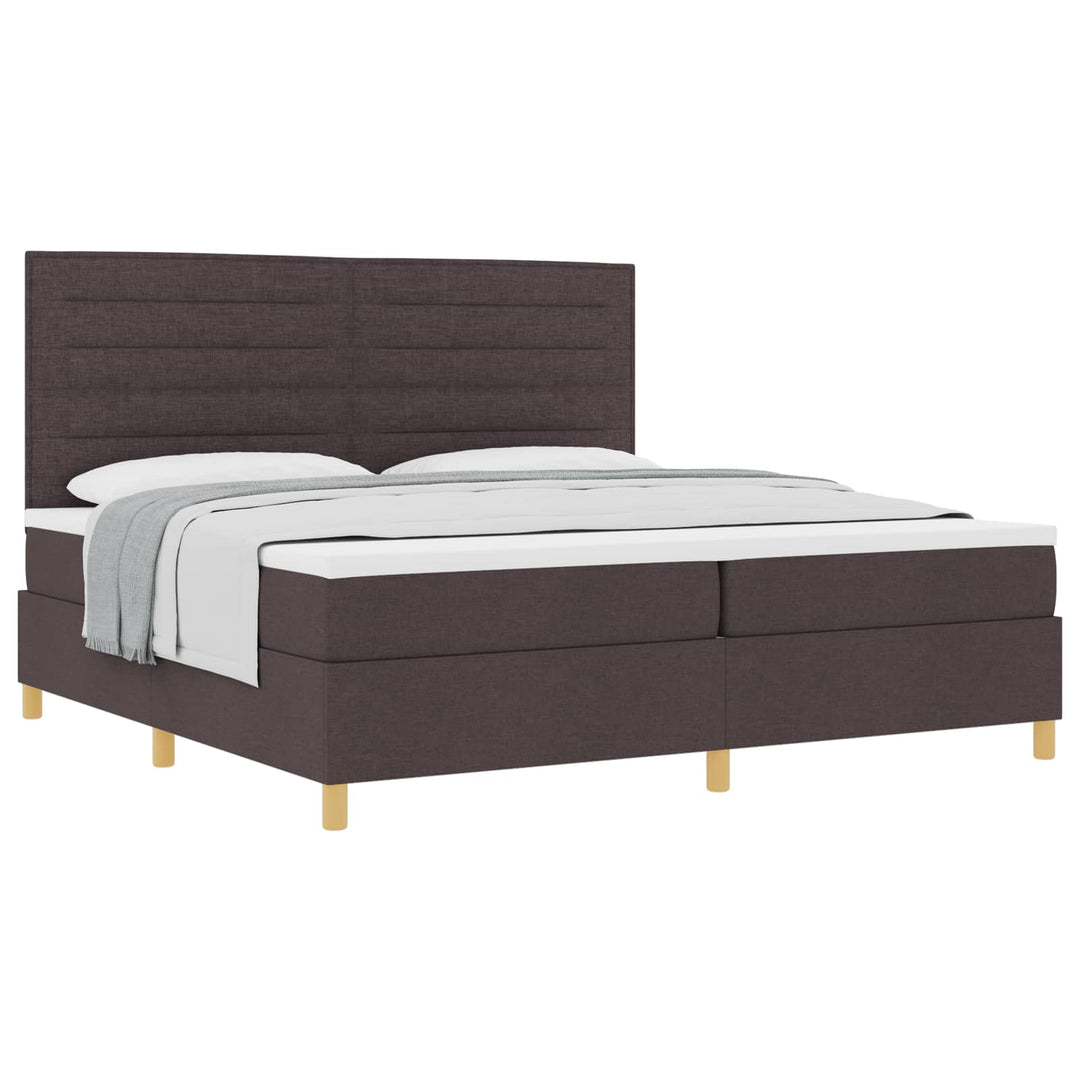 Box spring seng med hovedgærde Mørk Brun 200 x 200 cm Stof
