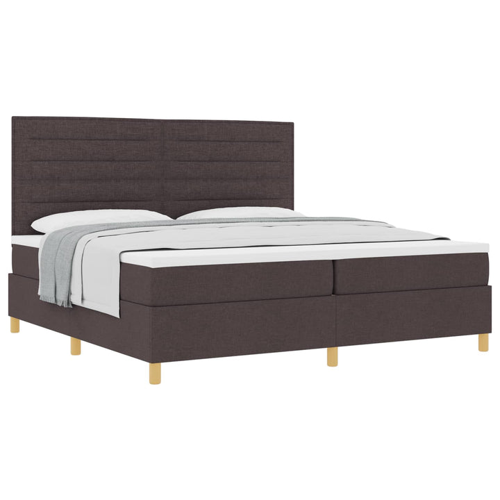 Box spring seng med hovedgærde Mørk Brun 200 x 200 cm Stof