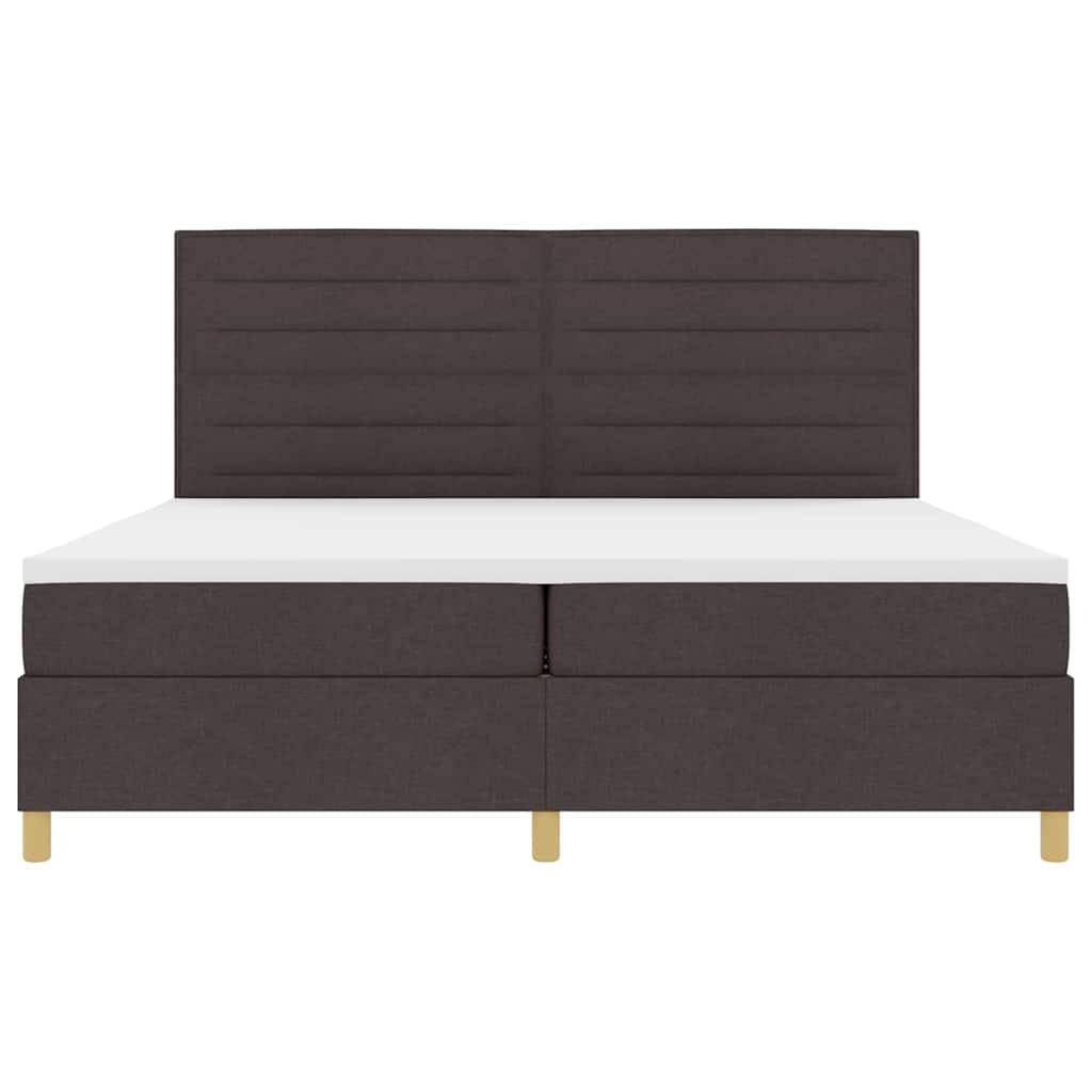 Box spring seng med hovedgærde Mørk Brun 200 x 200 cm Stof