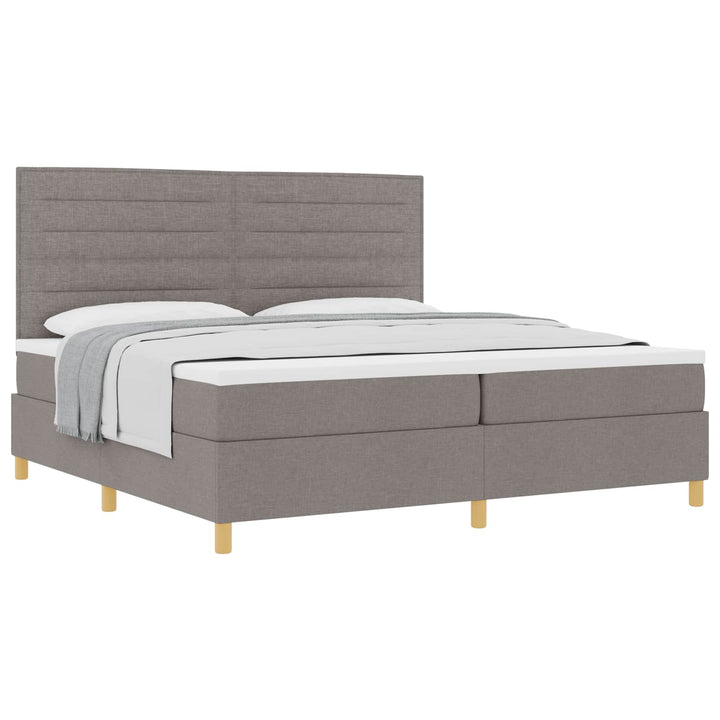 Box spring seng med madras Gråbrun 200 x 200 cm Stof