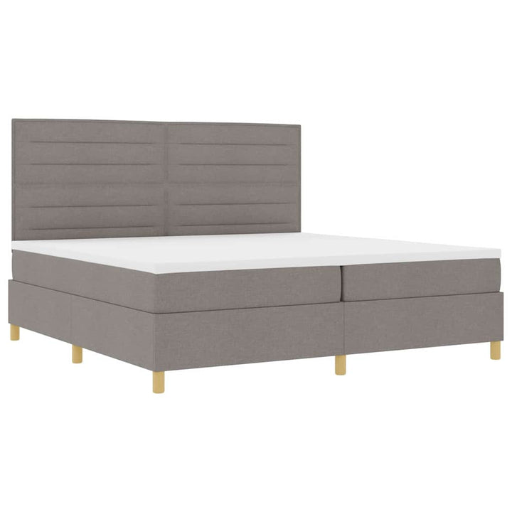Box spring seng med madras Gråbrun 200 x 200 cm Stof