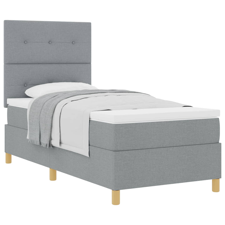 Box spring seng med madras Lysegrå 80 x 200 cm Stof
