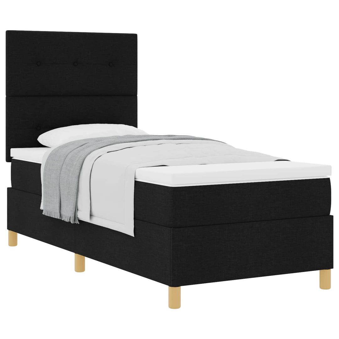 Box spring seng med madras med hovedgærde Sort 80 x 200 cm Stof