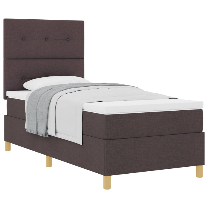 Box spring seng med madras Mørk Brun 80 x 200 cm Stof