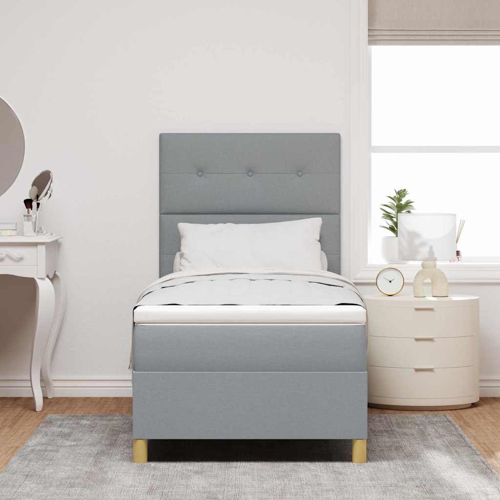 Box spring seng med madras Lysegrå 90 x 190 cm Stof