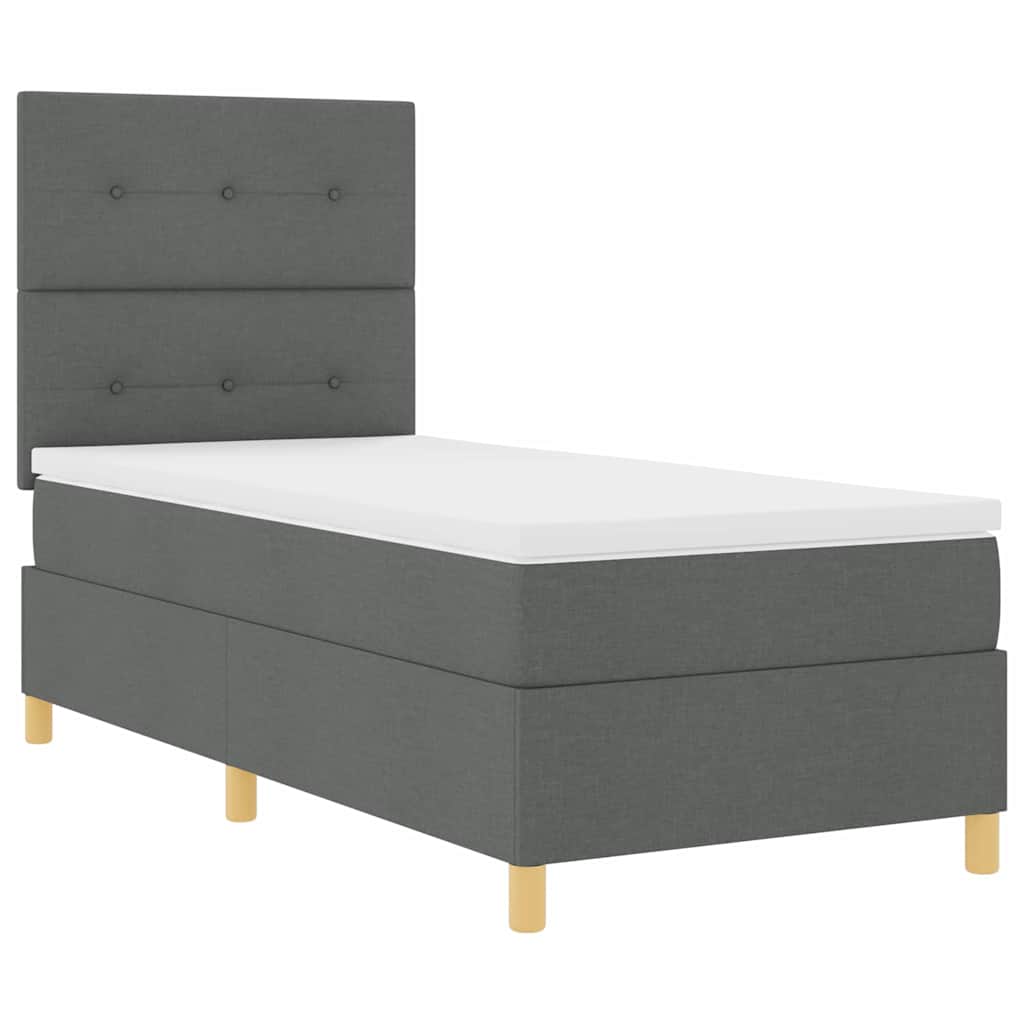 Box spring seng med hovedgærde Mørkegrå 90 x 190 cm Stof