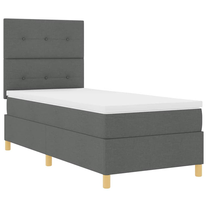 Box spring seng med hovedgærde Mørkegrå 90 x 190 cm Stof