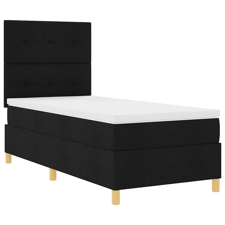 Box spring seng med madras med hovedgærde Sort 90 x 190 cm Stof