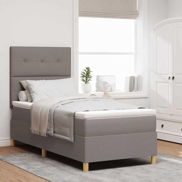 Box spring seng med madras Gråbrun 90 x 190 cm Stof