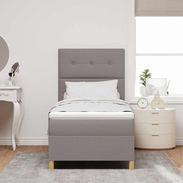 Box spring seng med madras Gråbrun 90 x 190 cm Stof