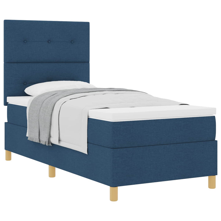 Box spring seng med hovedgærde Blå 90 x 190 cm Stof