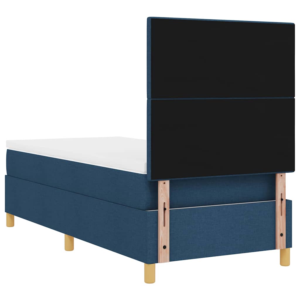 Box spring seng med hovedgærde Blå 90 x 190 cm Stof