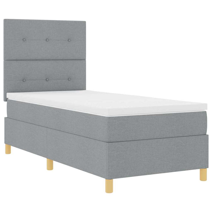 Box spring seng med madras Lysegrå 90 x 200 cm Stof