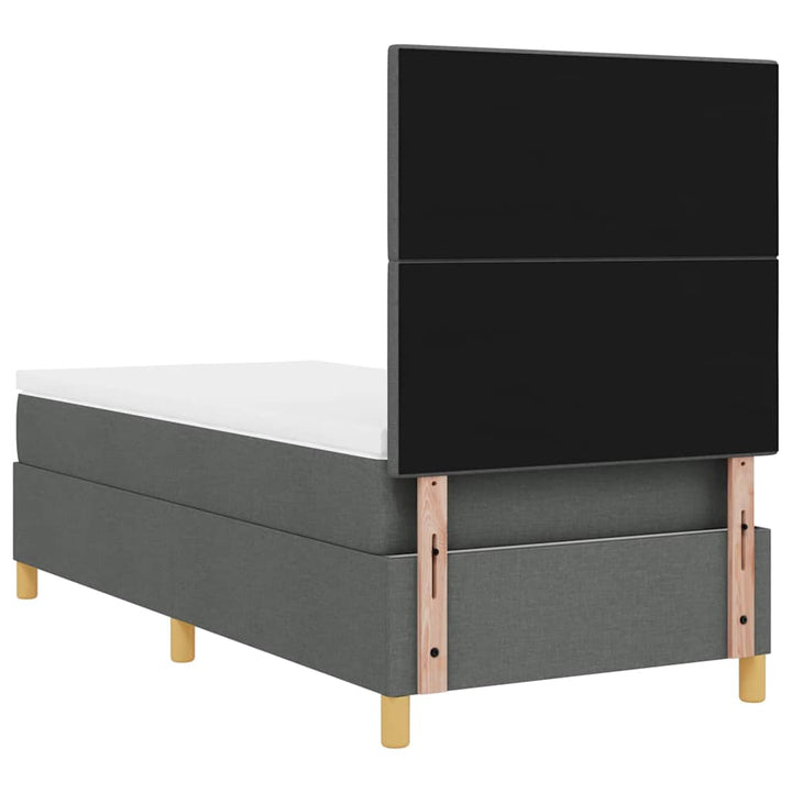 Box spring seng med hovedgærde Mørkegrå 90 x 200 cm Stof