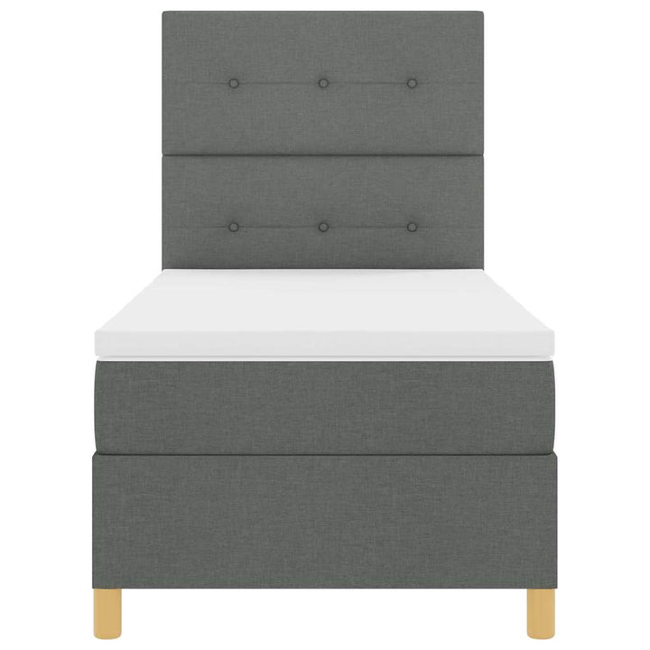 Box spring seng med hovedgærde Mørkegrå 90 x 200 cm Stof