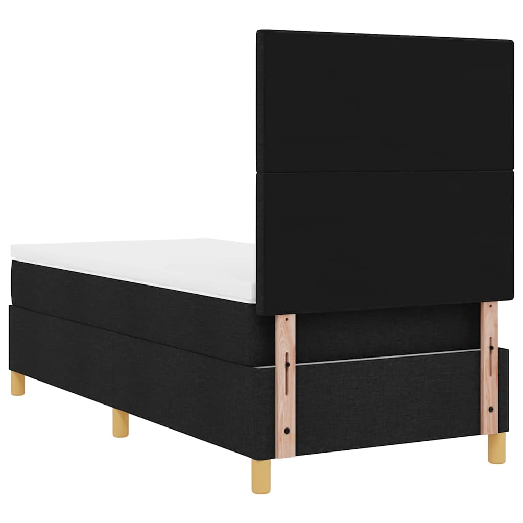 Box spring seng med madras med hovedgærde Sort 90 x 200 cm Stof