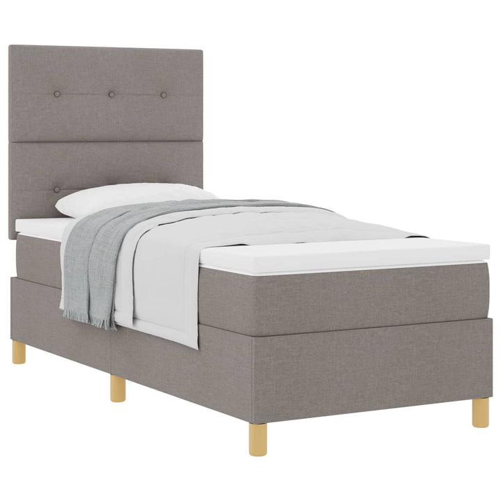 Box spring seng med madras Gråbrun 90 x 200 cm Stof