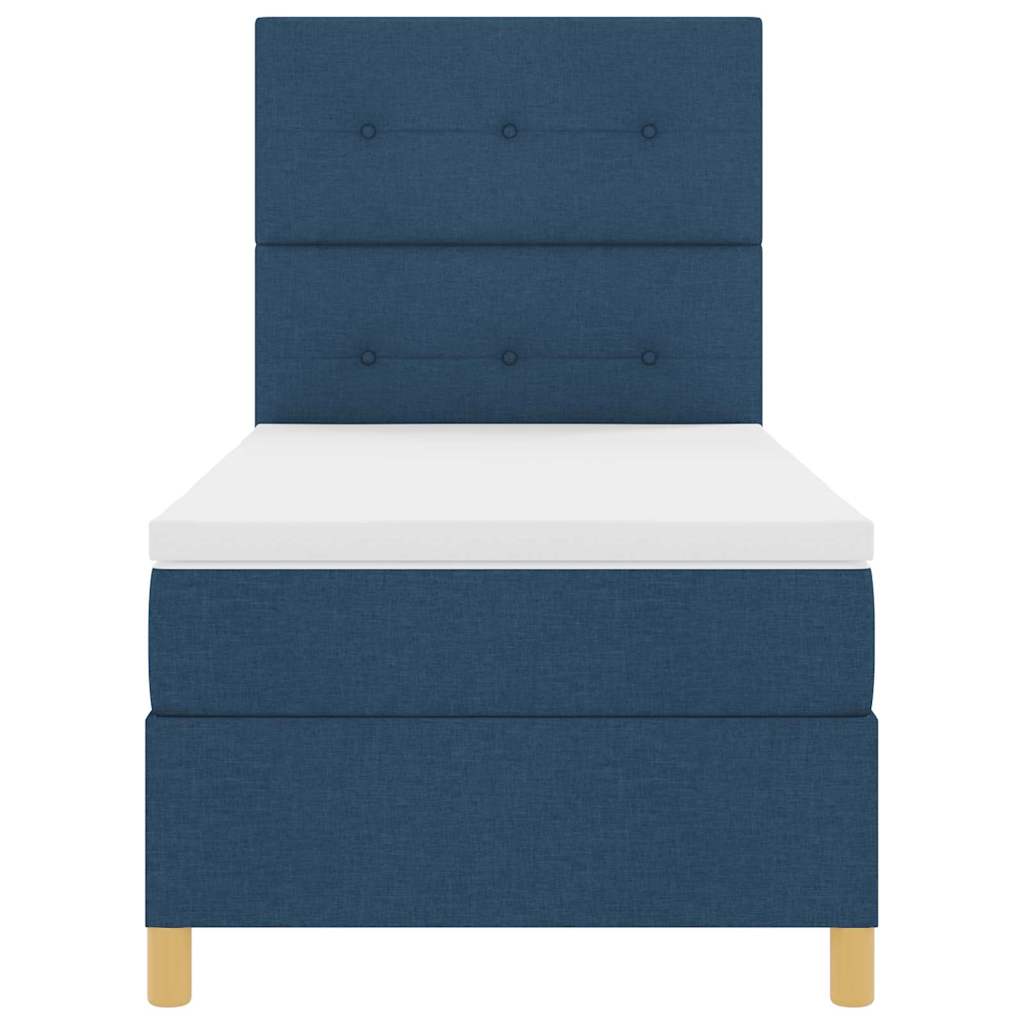 Box spring seng med hovedgærde Blå 90 x 200 cm Stof