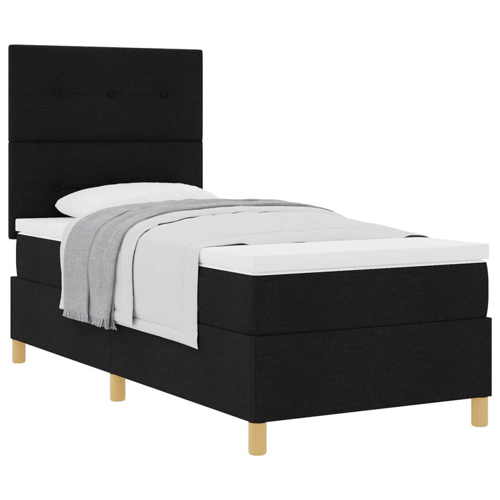 Box spring seng med hovedgærde Sort 100 x 200 cm Stof