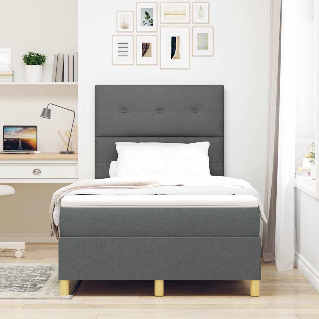 Box spring seng med hovedgærde Mørkegrå 120 x 190 cm Stof