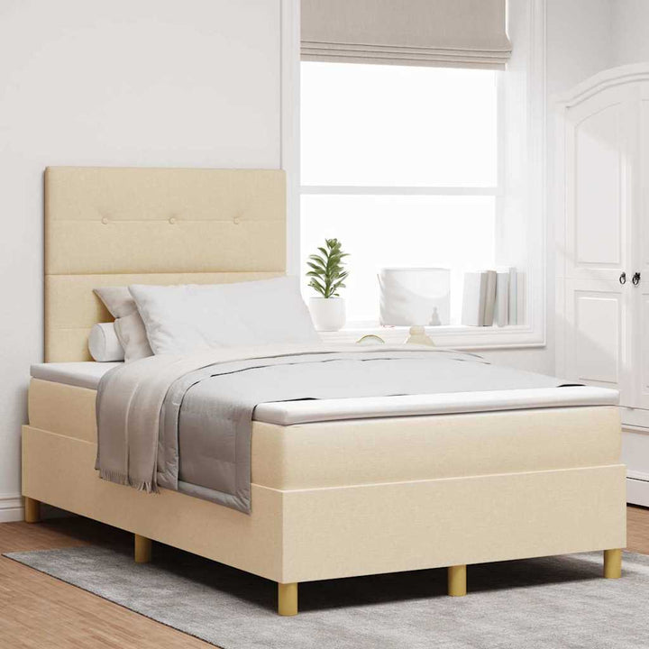 Box spring seng med madras Creme 120 x 190 cm Stof
