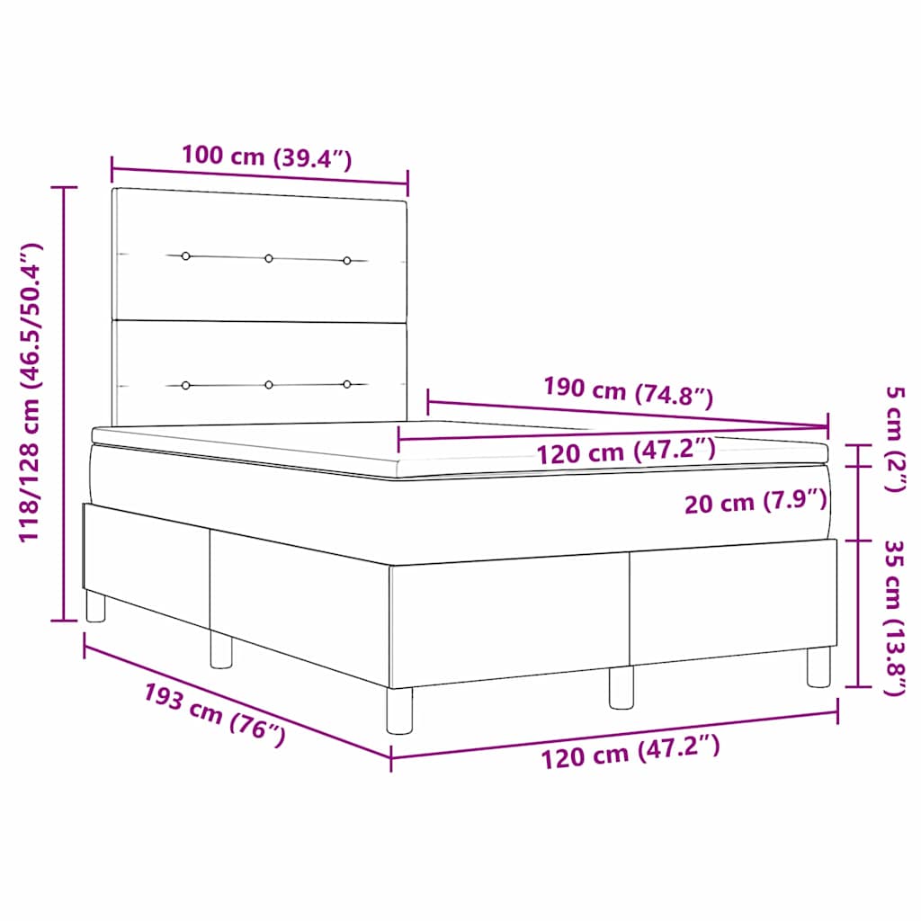 Box spring seng med madras Creme 120 x 190 cm Stof