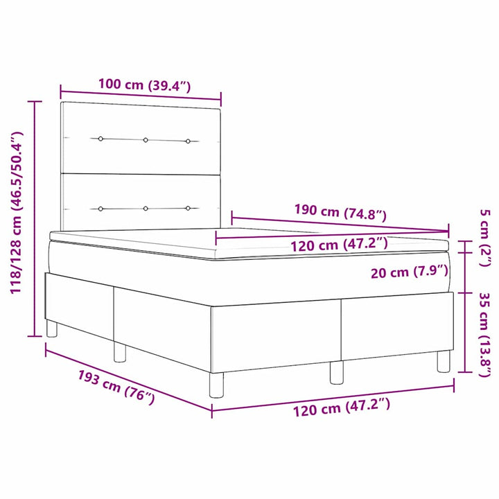 Box spring seng med madras Creme 120 x 190 cm Stof