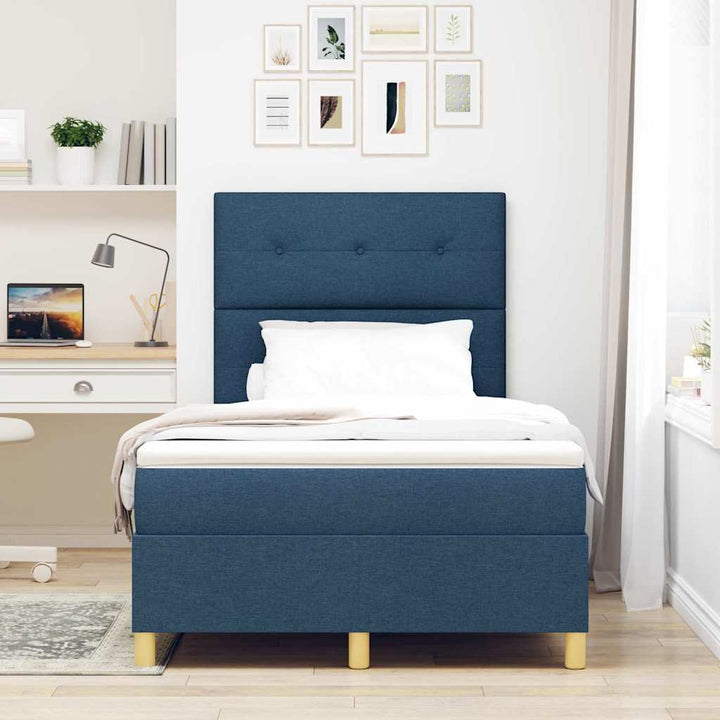 Box spring seng med madras med hovedgærde Blå 120 x 190 cm Stof