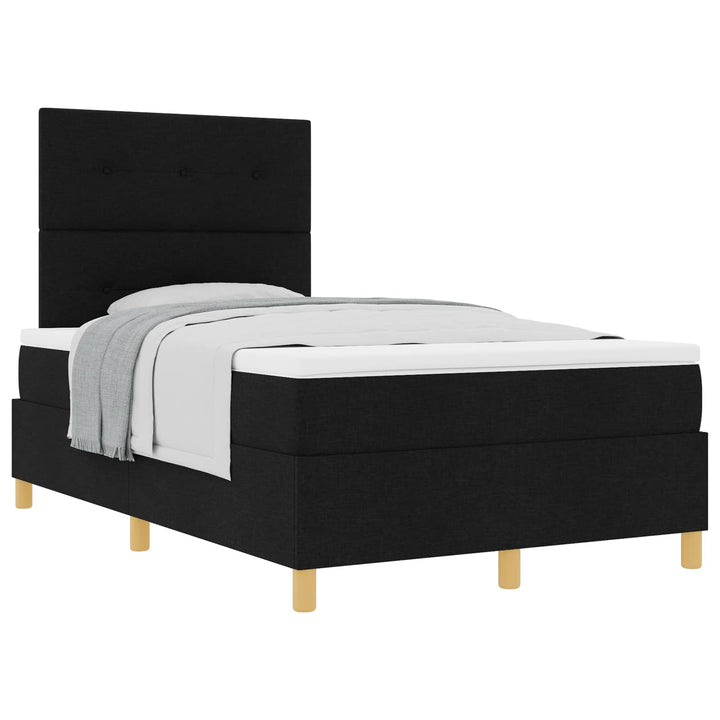 Box spring seng med hovedgærde Sort 120 x 200 cm Stof
