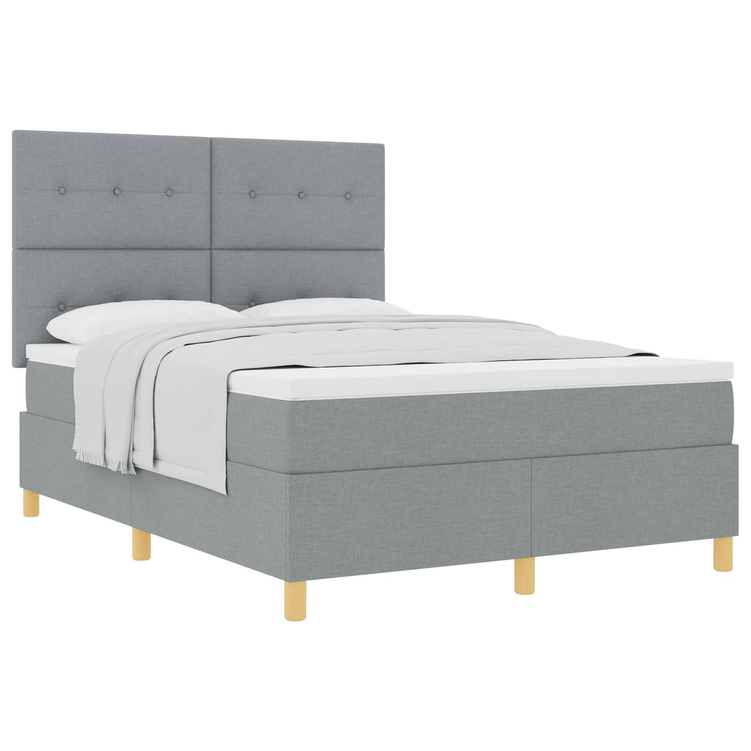 Box spring seng med madras Lysegrå 140 x 190 cm Stof