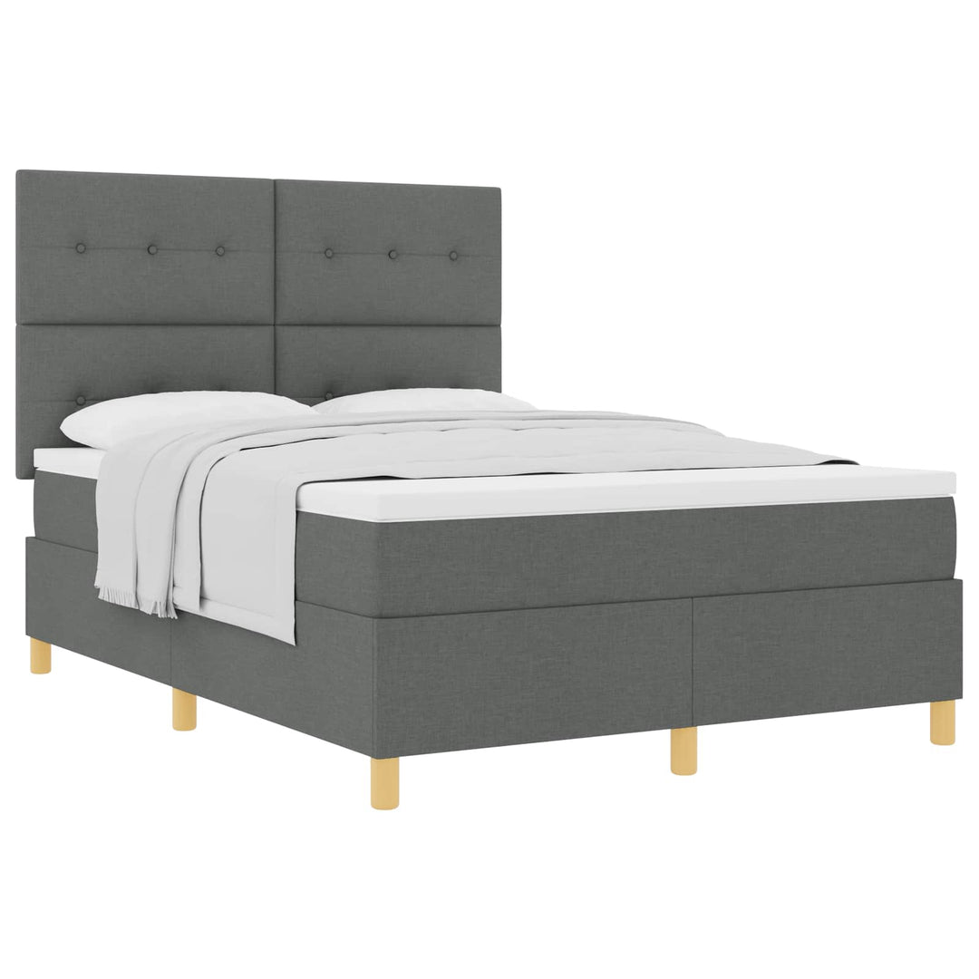 Box spring seng med madras Mørkegrå 140 x 190 cm Stof