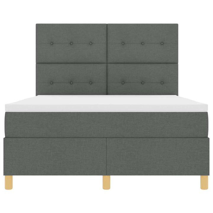 Box spring seng med madras Mørkegrå 140 x 190 cm Stof