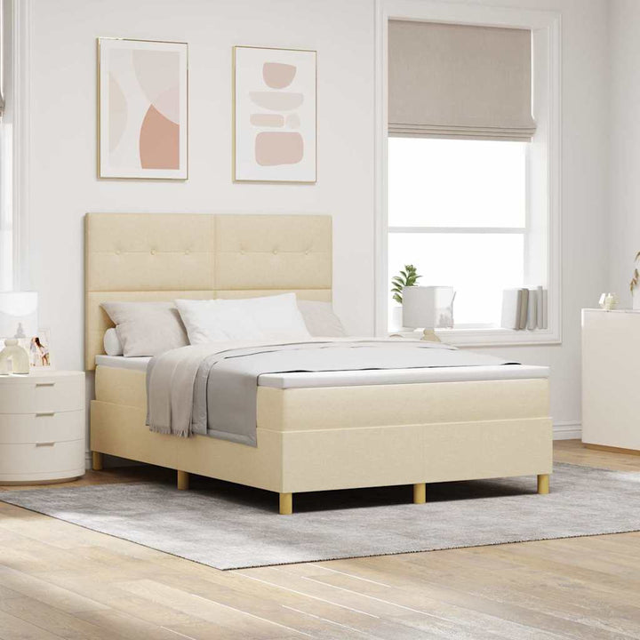 Box spring seng med madras Creme 140 x 190 cm Stof
