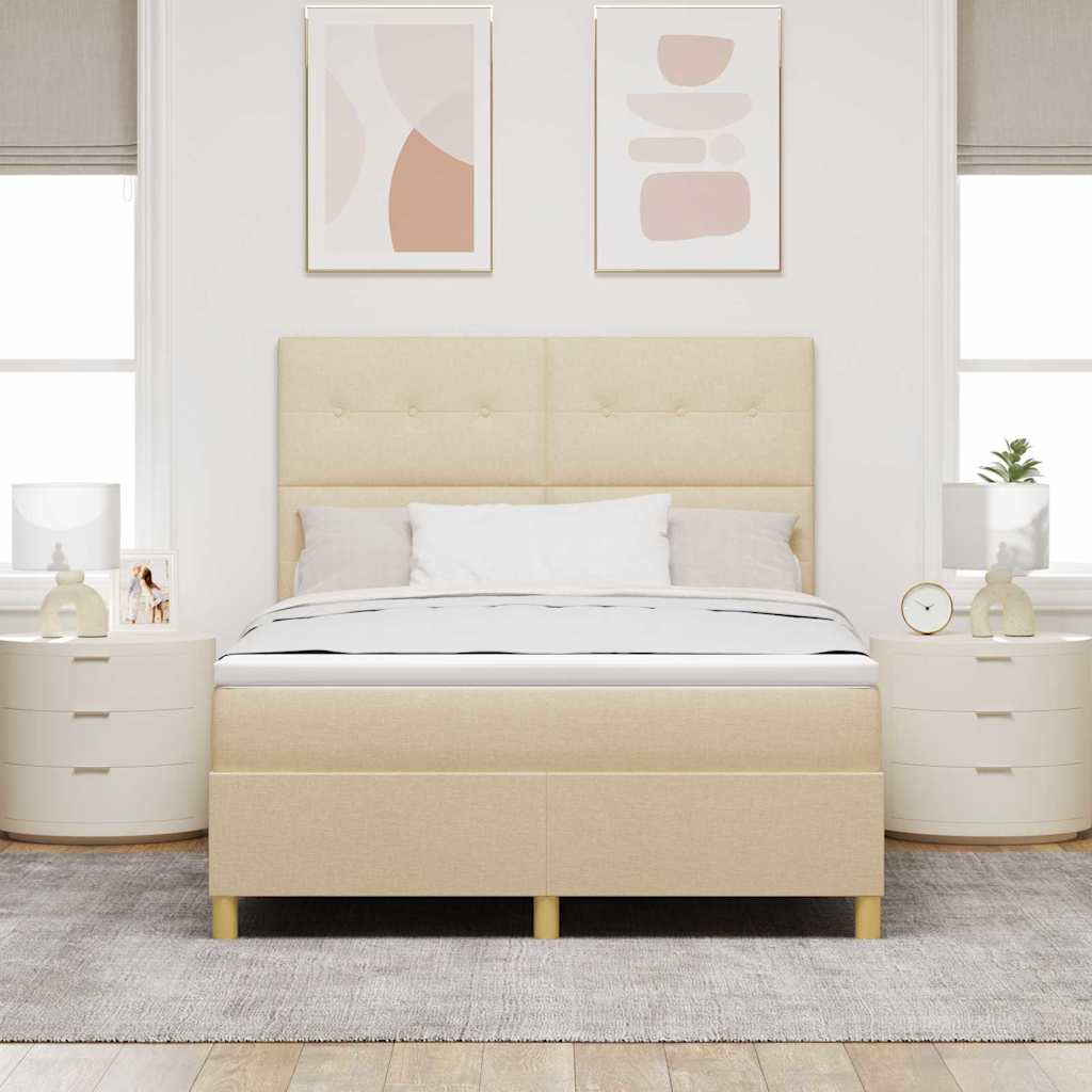Box spring seng med madras Creme 140 x 190 cm Stof