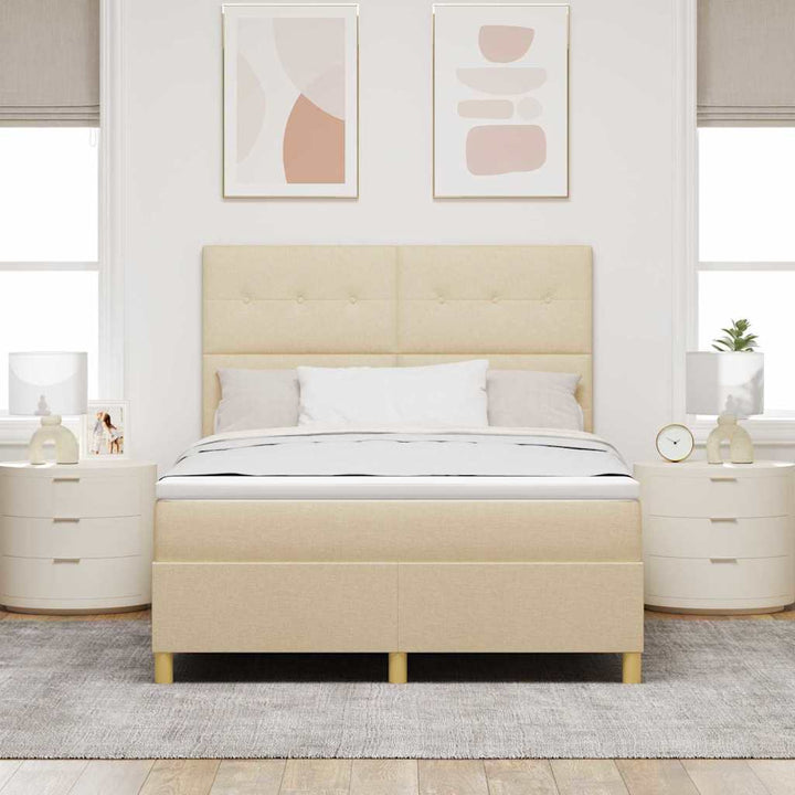 Box spring seng med madras Creme 140 x 190 cm Stof