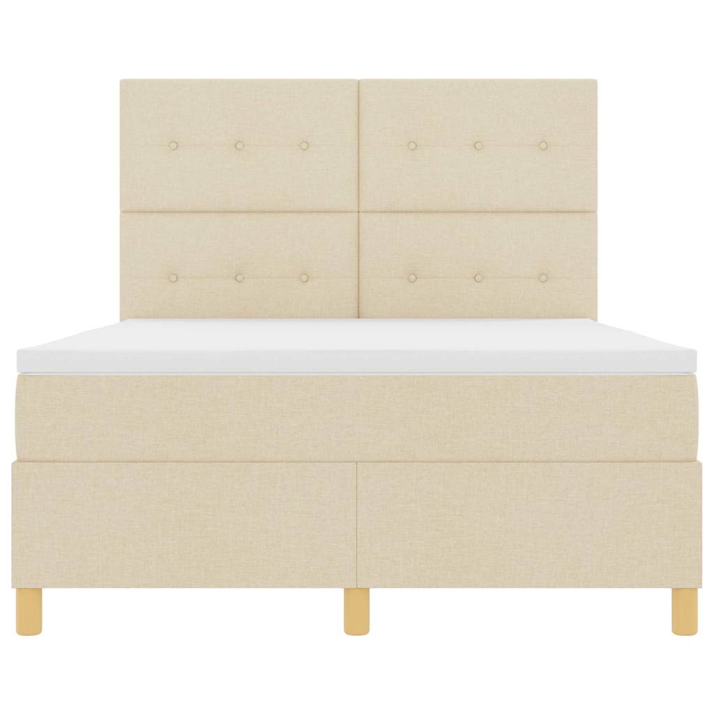 Box spring seng med madras Creme 140 x 190 cm Stof