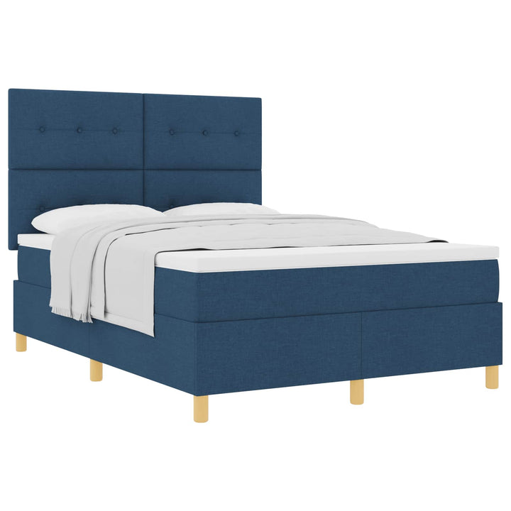 Box spring seng med madras med hovedgærde Blå 140 x 190 cm Stof