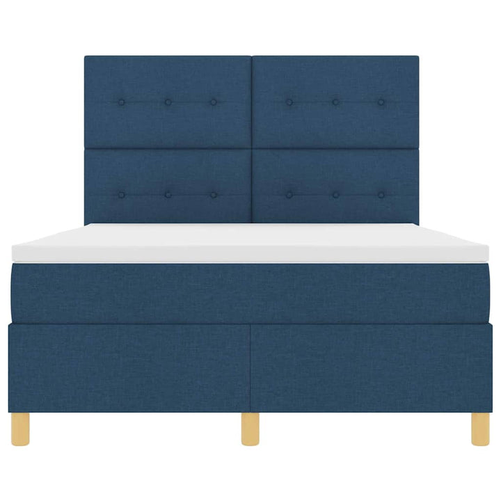 Box spring seng med madras med hovedgærde Blå 140 x 190 cm Stof