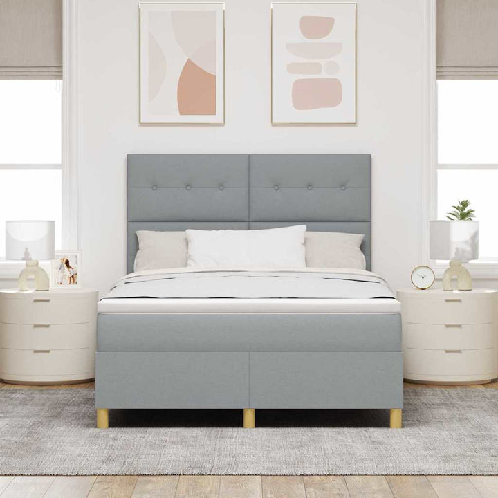 Box spring seng med madras Lysegrå 140 x 200 cm Stof