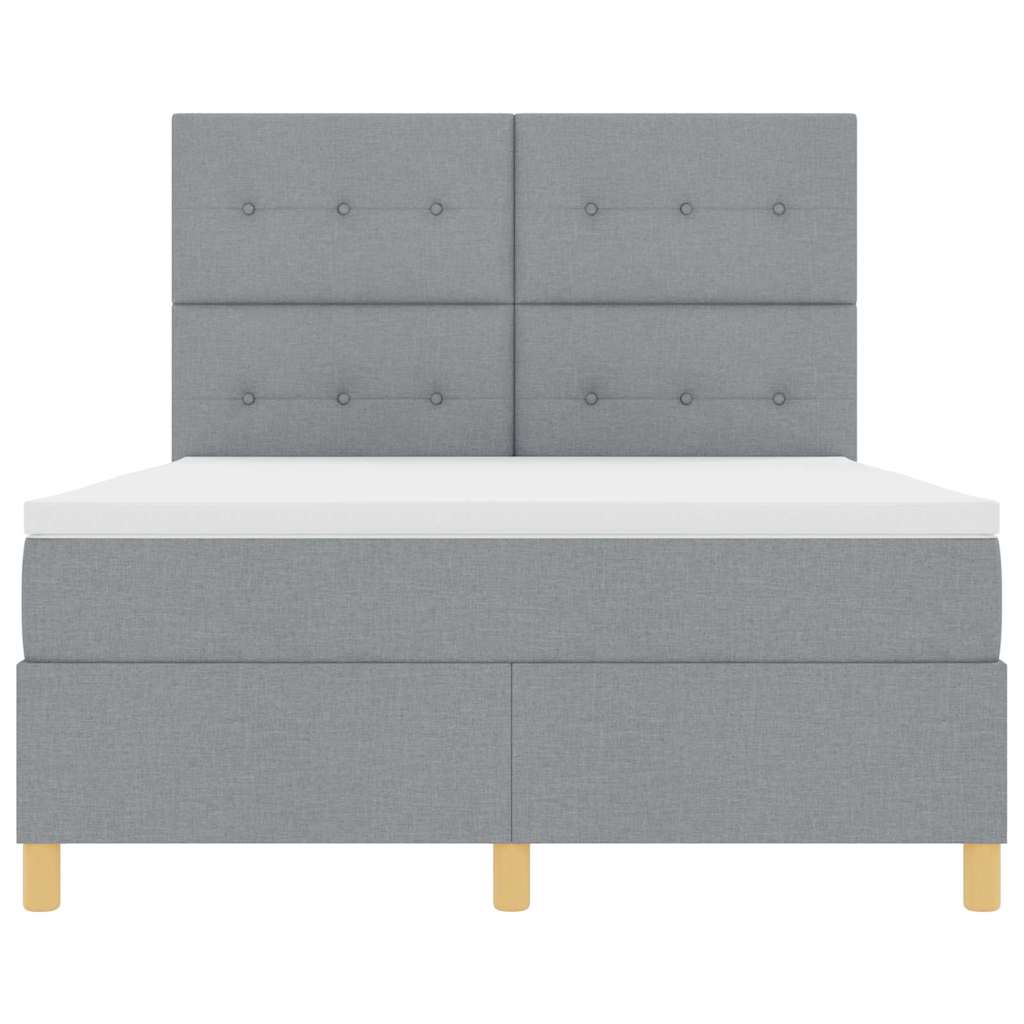 Box spring seng med madras Lysegrå 140 x 200 cm Stof