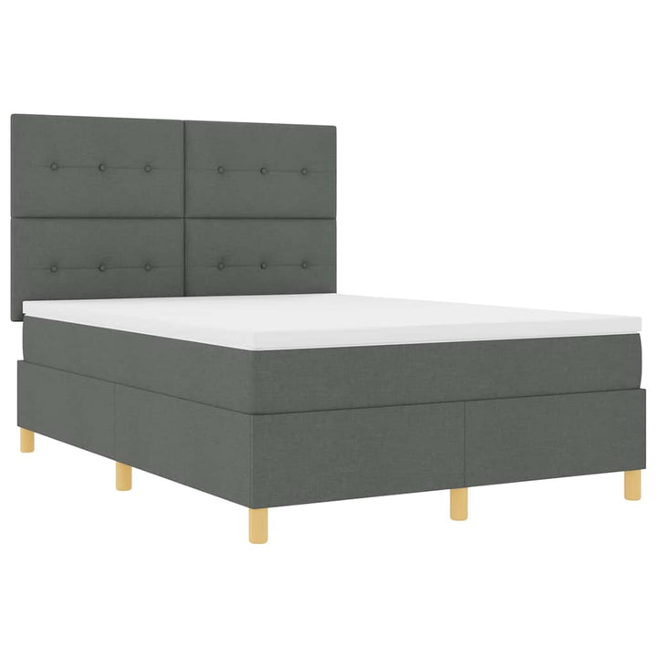 Box spring seng med madras Mørkegrå 140 x 200 cm Stof
