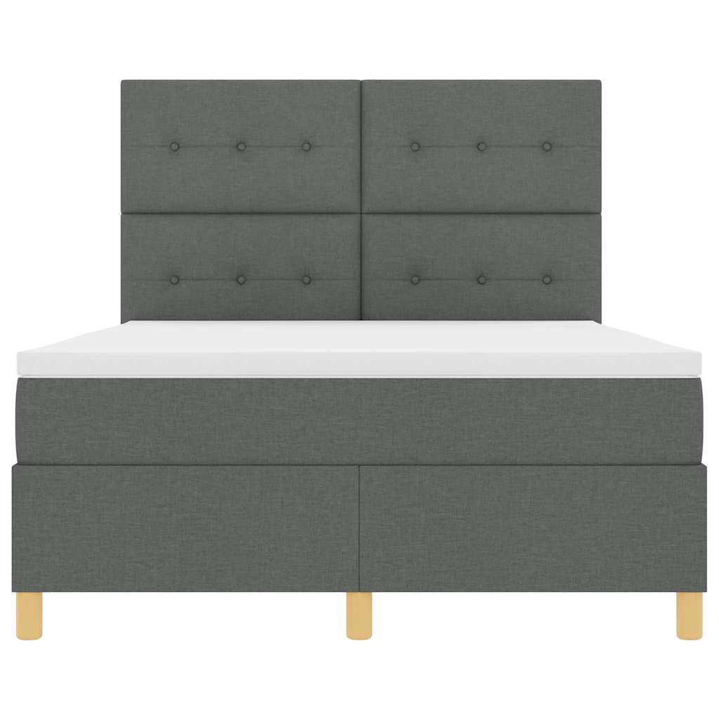 Box spring seng med madras Mørkegrå 140 x 200 cm Stof