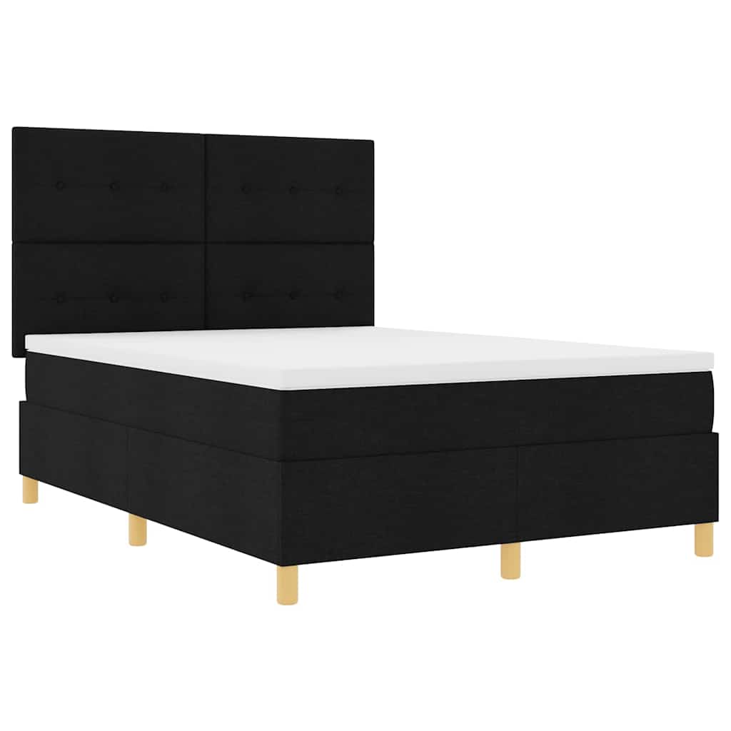 Box spring seng med madras Sort 140 x 200 cm Stof
