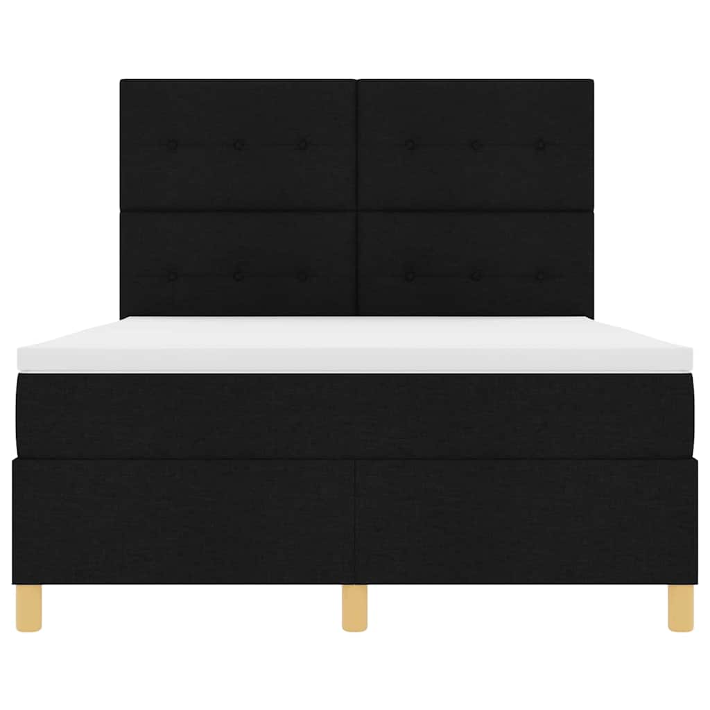 Box spring seng med madras Sort 140 x 200 cm Stof