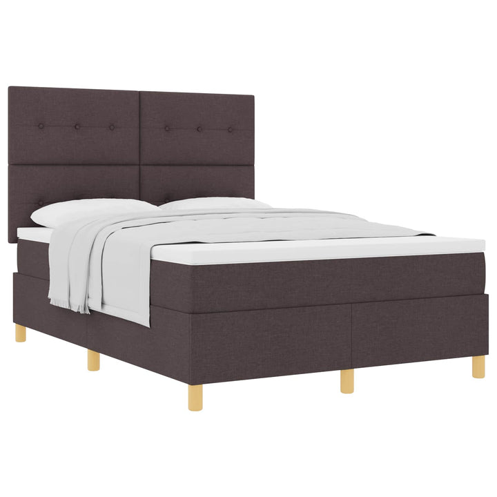 Box spring seng med madras Mørk Brun 140 x 200 cm Stof